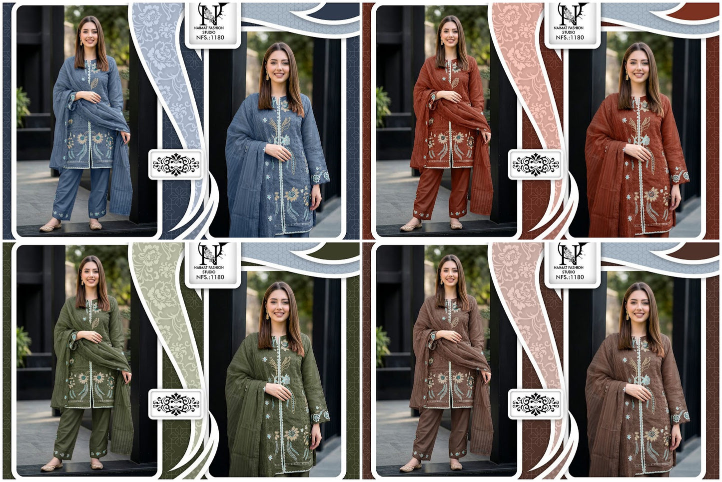 Nfs 1180 New Colors 2 Naimat Fashion Studio Pakistani Readymade Suits Supplier Gujarat