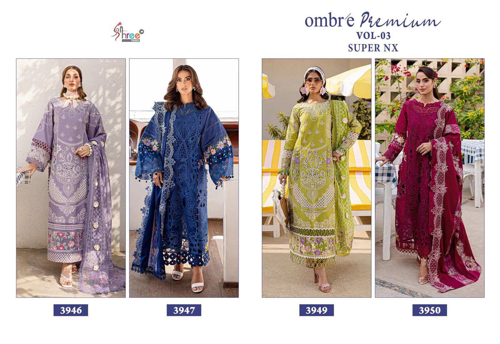 Ombre Premium Vol 3 Super Nx Shree Fabs Cotton Pakistani Salwar Suits Exporter Ahmedabad