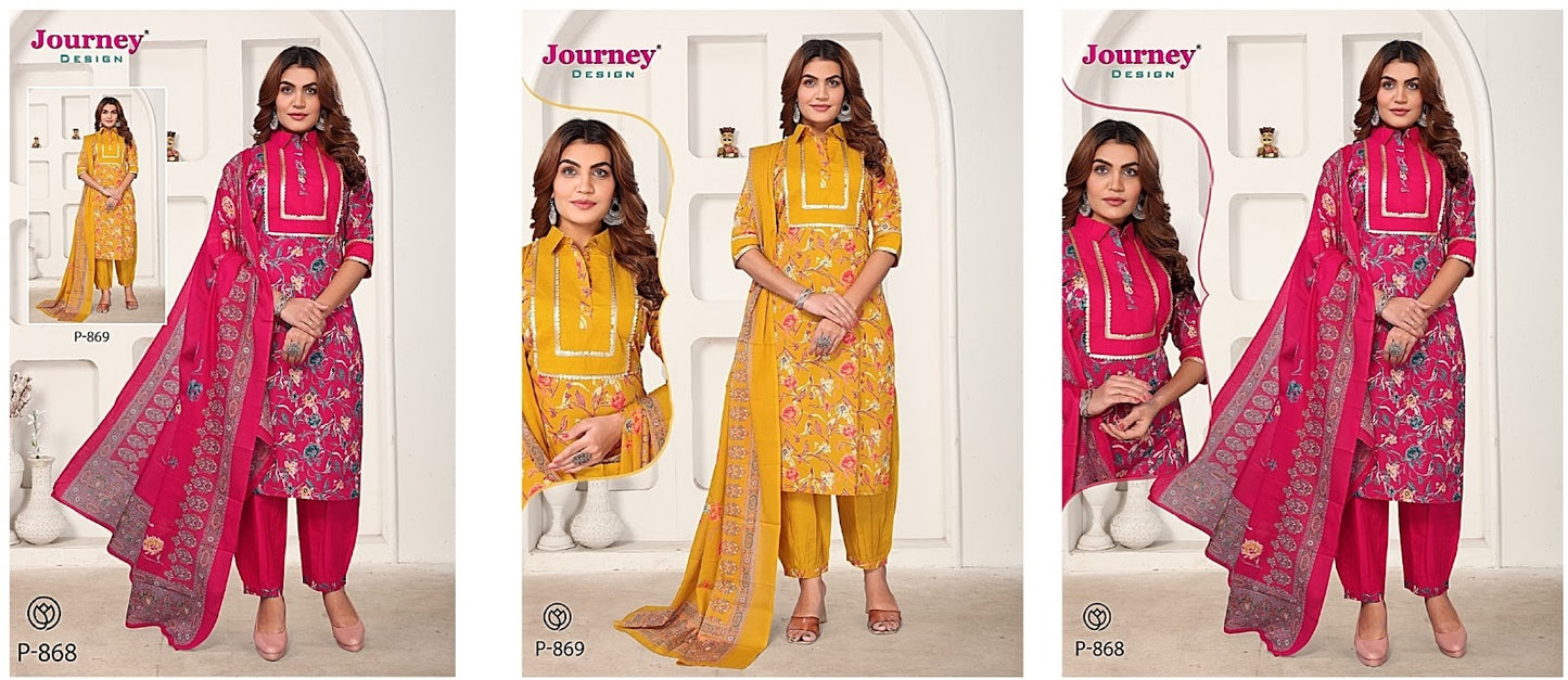 P 868-869 Journey Design Cambric Afghani Readymade Suit Wholesaler India