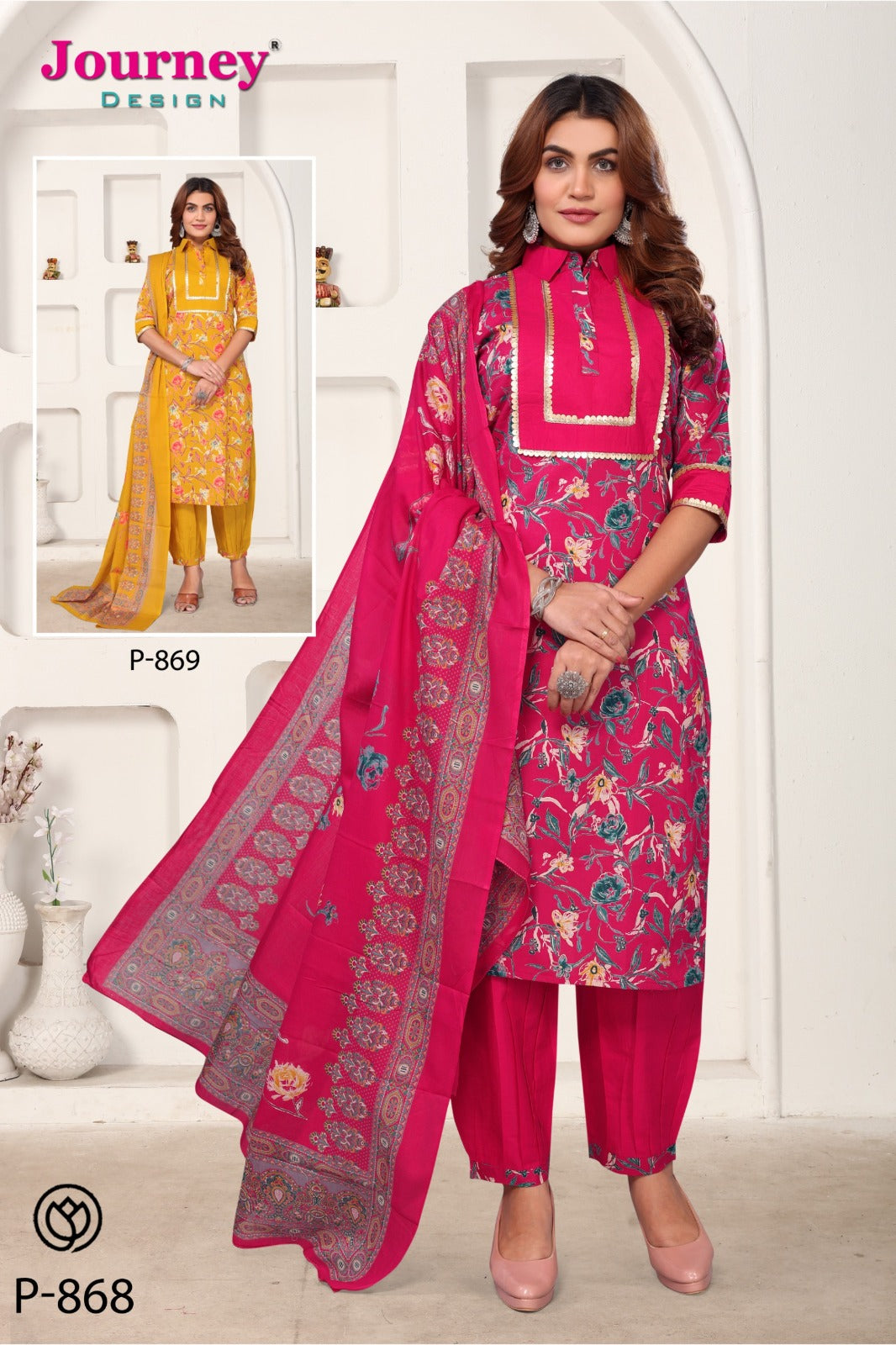 P 868-869 Journey Design Cambric Afghani Readymade Suit Wholesaler India