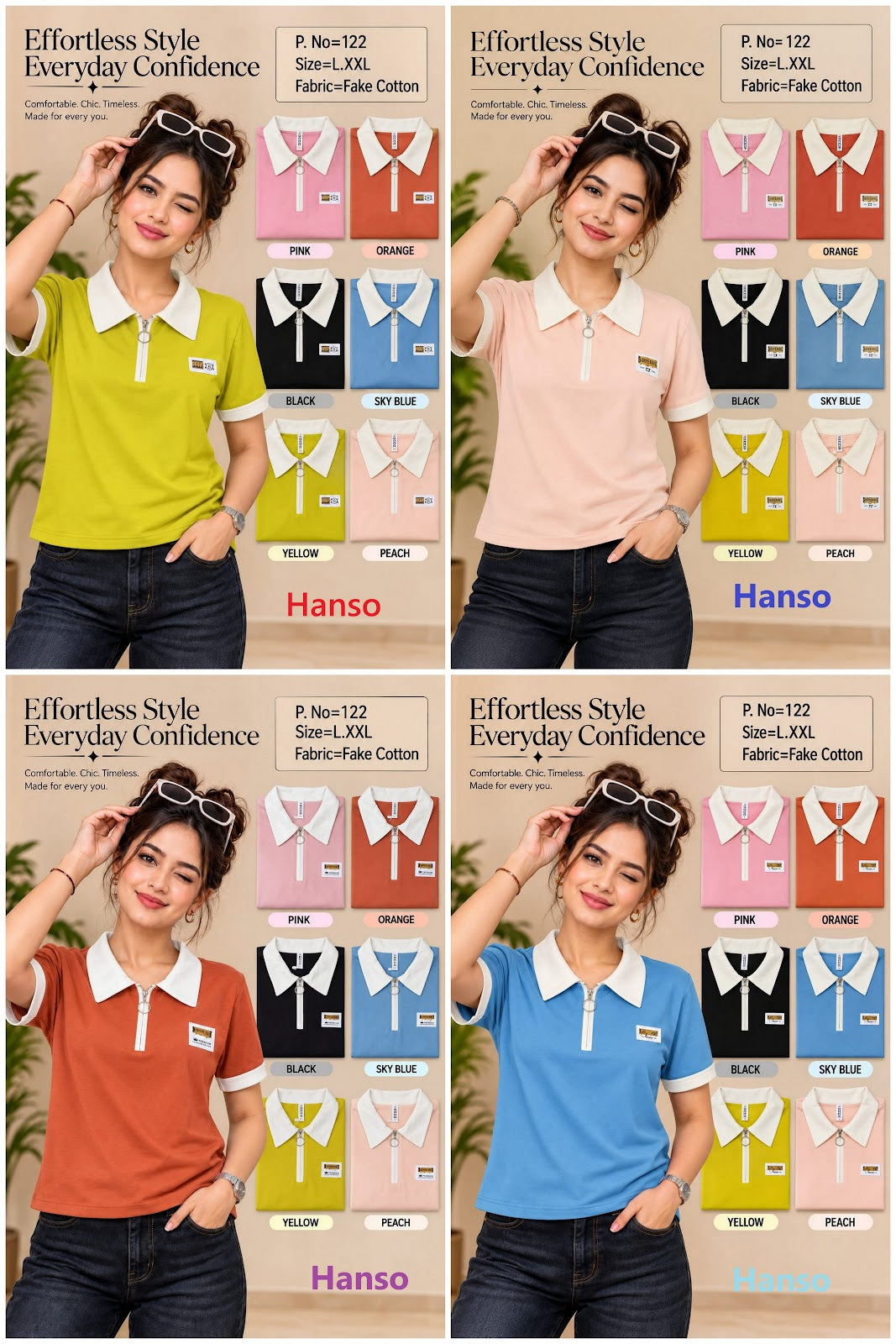 P No 122 Hanso Cotton Women Tshirt Wholesale
