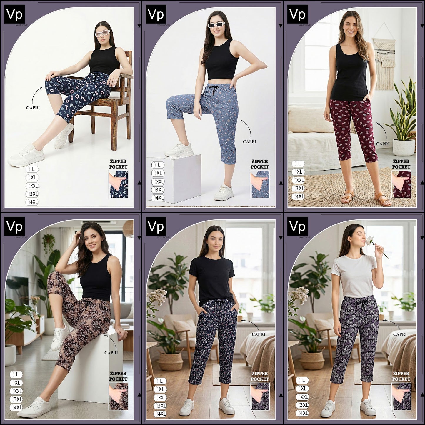 Print 0402 Vp Hosiery Cotton Womens Capri Wholesale Price