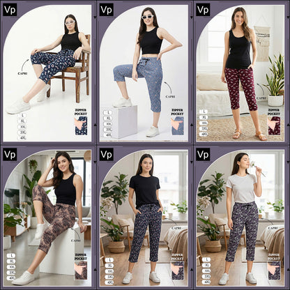 Print 0402 Vp Hosiery Cotton Womens Capri Wholesale Price