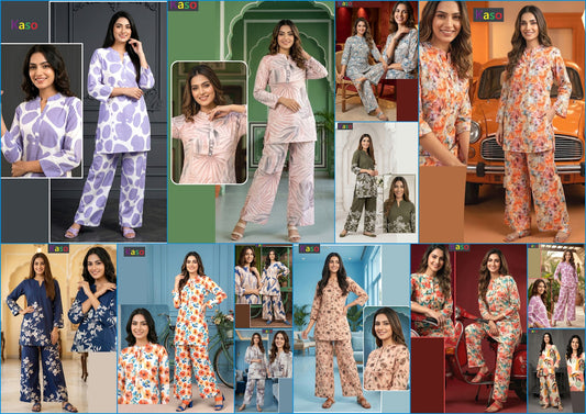 Print 2503 Kaso Rayon Co Ord Set Manufacturer Ahmedabad