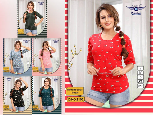 Printed Vol 2102 Grab It Women Tshirt Exporter Gujarat