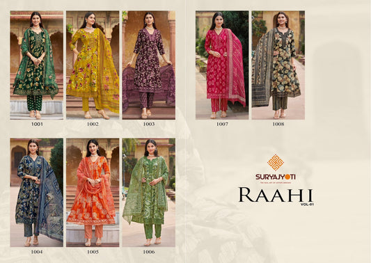 Raahi Vol 1 Suryajyoti Rayon Readymade Anarkali Suits Manufacturer