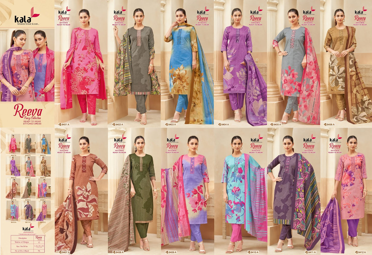 Reeva Vol 1 Kala Readymade Cotton Pant Suits Manufacturer India