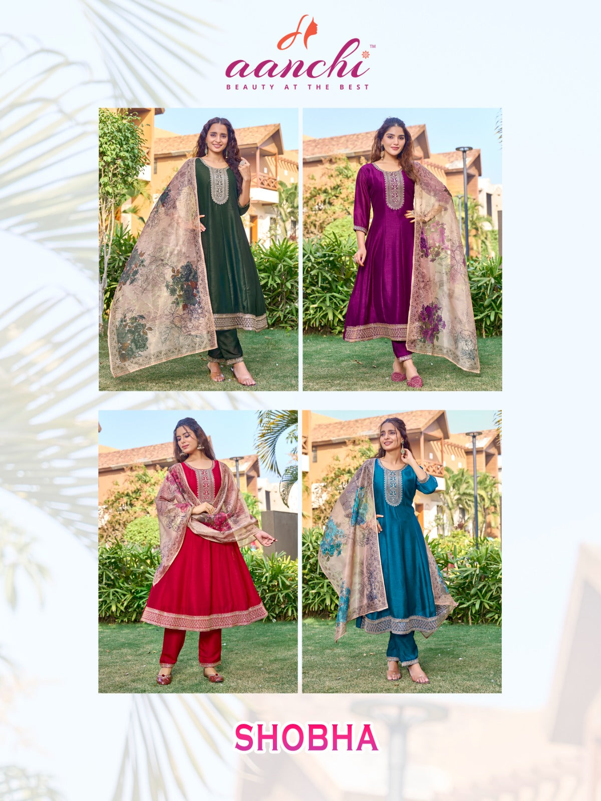 Shobha Aanchi Vichitra Silk Readymade Anarkali Suits Wholesale Rate