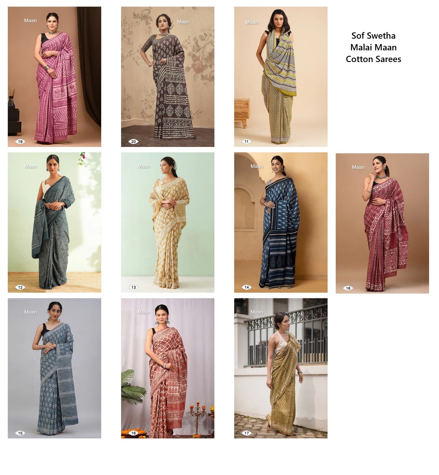 Sof Swetha Malai Maan Cotton Sarees Supplier India