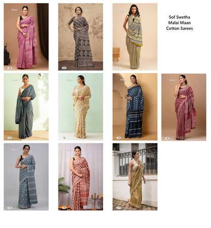 Sof Swetha Malai Maan Cotton Sarees Supplier India