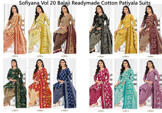 Sofiyana Vol 20 Balaji Readymade Cotton Patiyala Suits Wholesaler