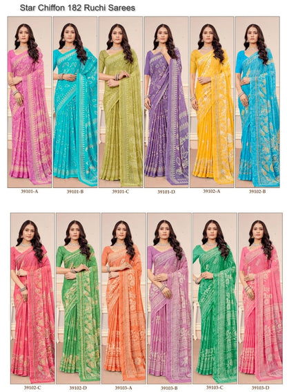 Star Chiffon 182 Ruchi Sarees Supplier