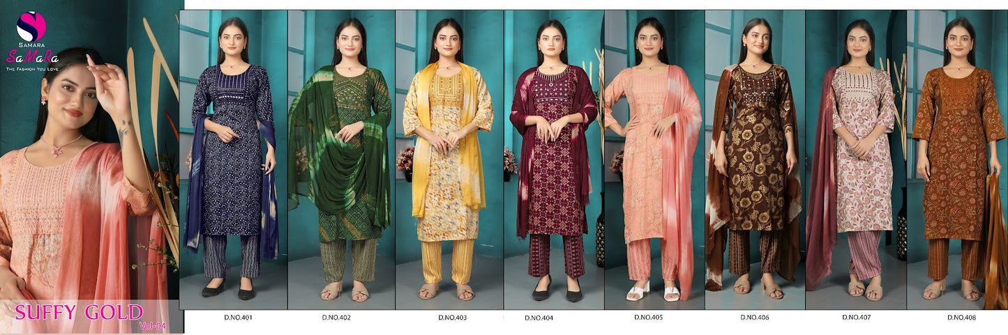 Suffy Gold Vol 4 Samara Capsule Readymade Pant Style Suits Manufacturer Ahmedabad