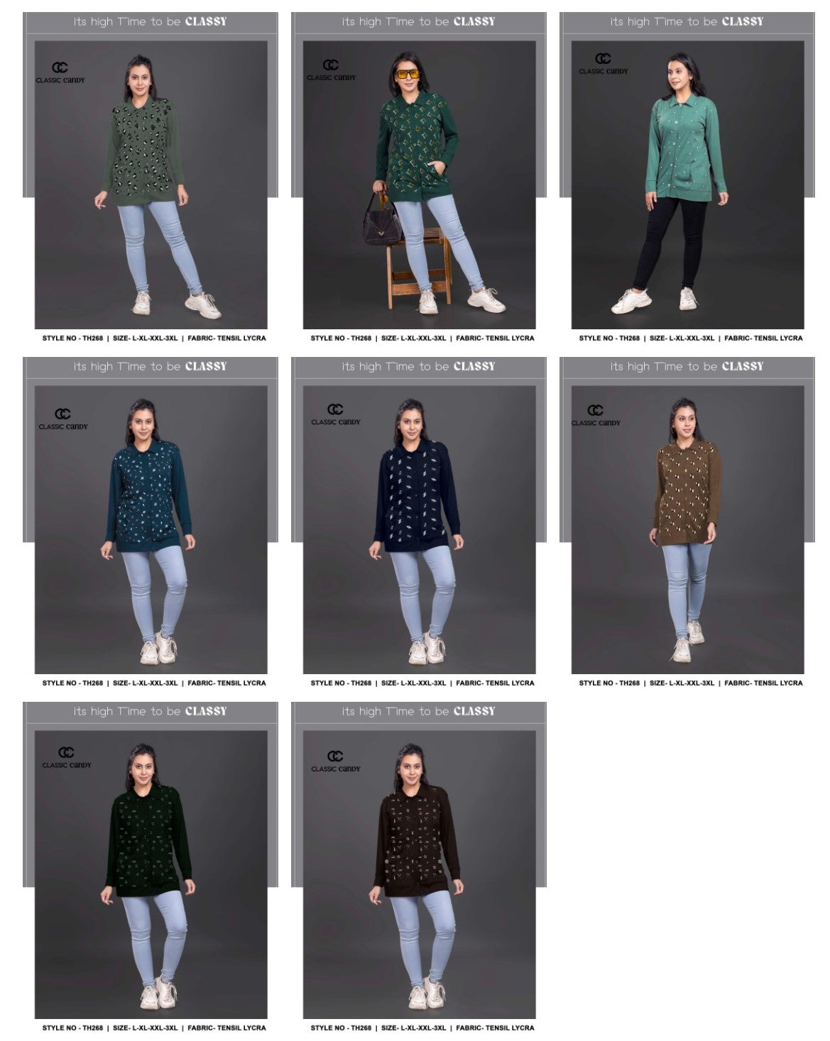 Th268 Classic Candy Tencil Lycra Designer Long Top Supplier Ahmedabad