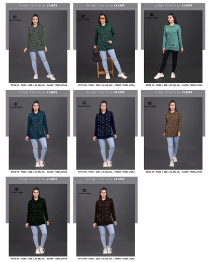 Th268 Classic Candy Tencil Lycra Designer Long Top Supplier Ahmedabad