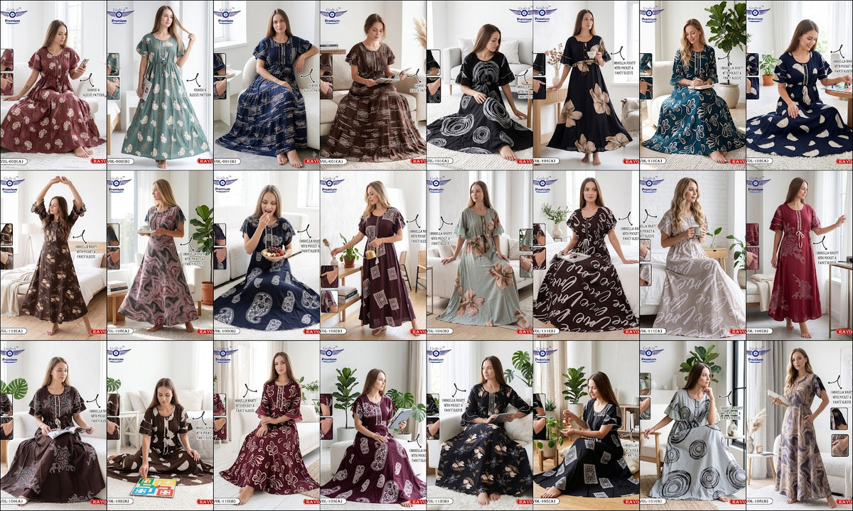 Umbrella Ghagri 070926 Grab It Rayon Night Gowns Wholesale Rate