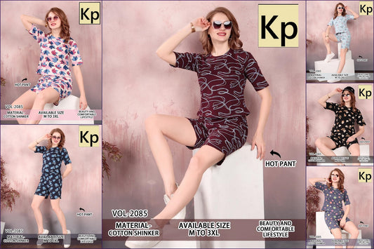 Vol 2085 Kp Cotton Shorts Night Suits Wholesale