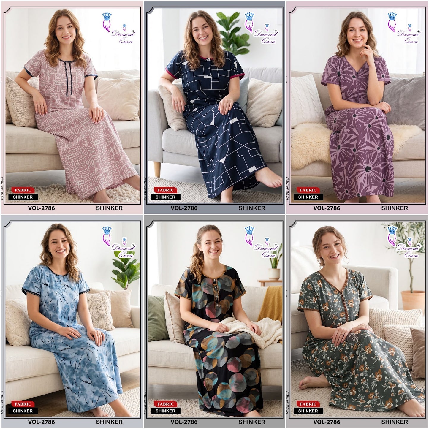 Vol 2786 Diamond Queen Sinker Night Gowns Wholesaler India