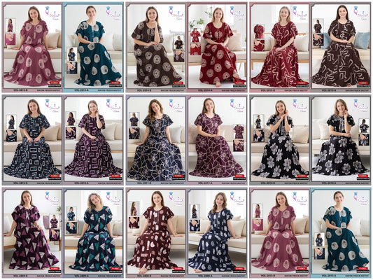 Vol 2808-2815 Diamond Queen Rayon 22Kg Night Gowns Manufacturer