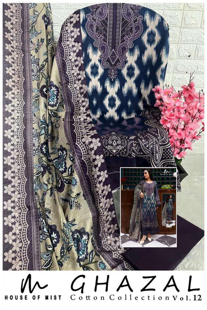 Ghazal Vol 12 Cotton Collection House Of Mist Karachi Salwar Suits Wholesaler Ahmedabad