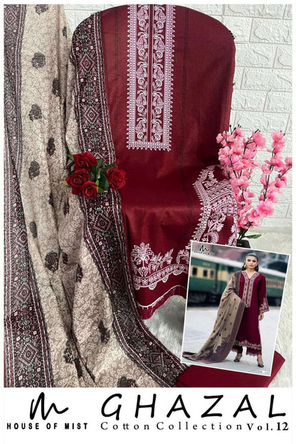 Ghazal Vol 12 Cotton Collection House Of Mist Karachi Salwar Suits Wholesaler Ahmedabad