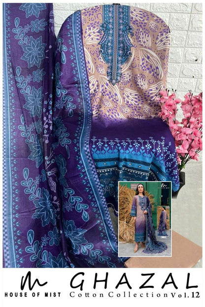 Ghazal Vol 12 Cotton Collection House Of Mist Karachi Salwar Suits Wholesaler Ahmedabad