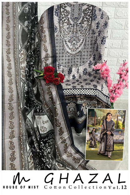 Ghazal Vol 12 Cotton Collection House Of Mist Karachi Salwar Suits Wholesaler Ahmedabad
