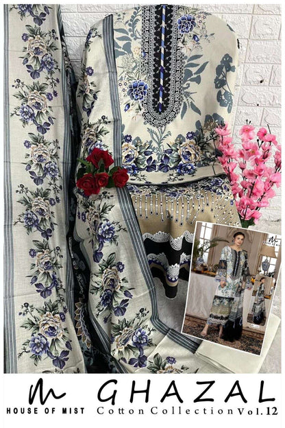 Ghazal Vol 12 Cotton Collection House Of Mist Karachi Salwar Suits Wholesaler Ahmedabad