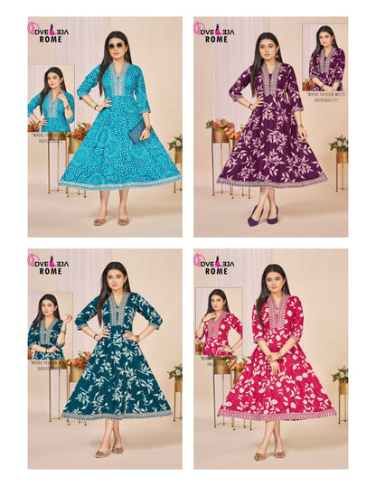 Rome Series Dveeja Fashion Reyon Anarkali Kurtis Manufacturer