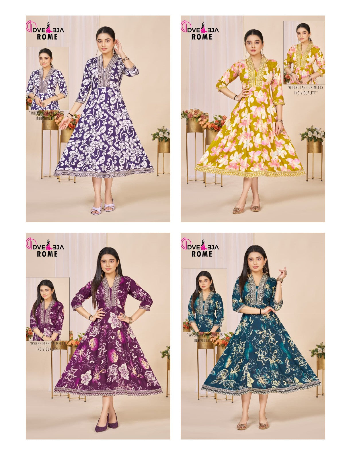 Rome Series Dveeja Fashion Reyon Anarkali Kurtis Manufacturer