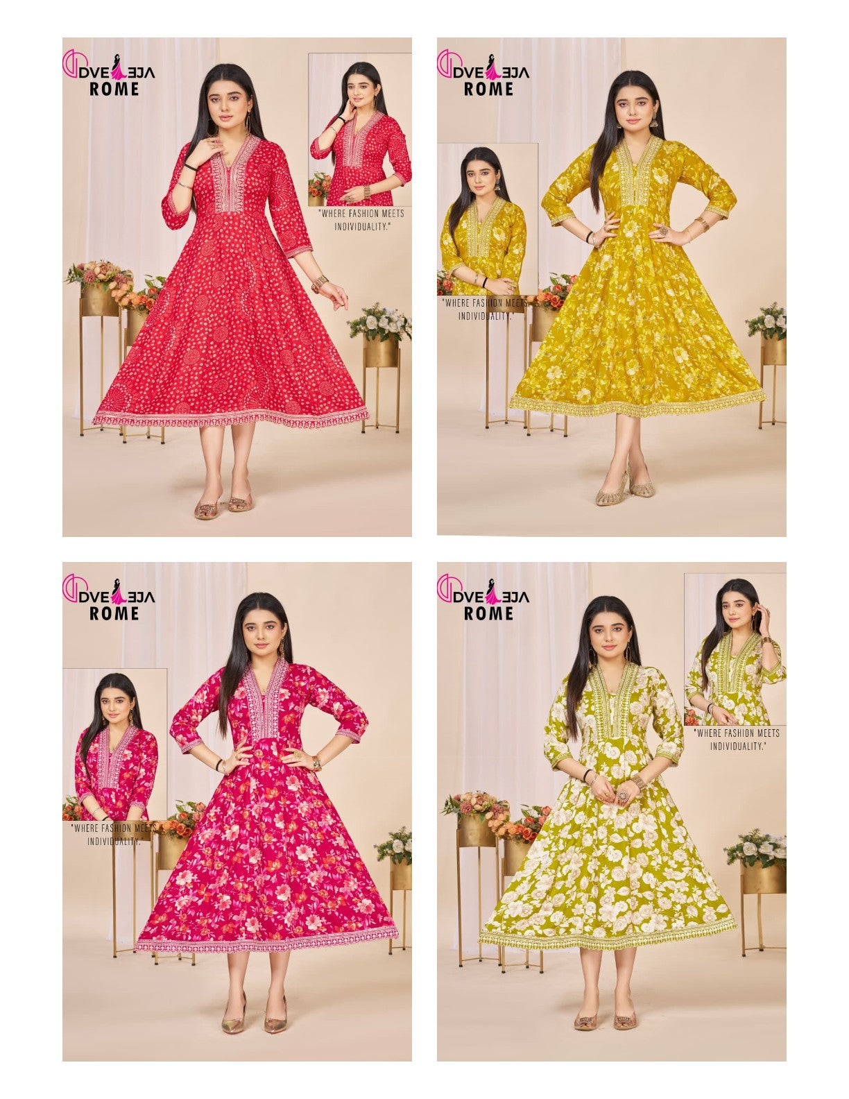 Rome Series Dveeja Fashion Reyon Anarkali Kurtis Manufacturer