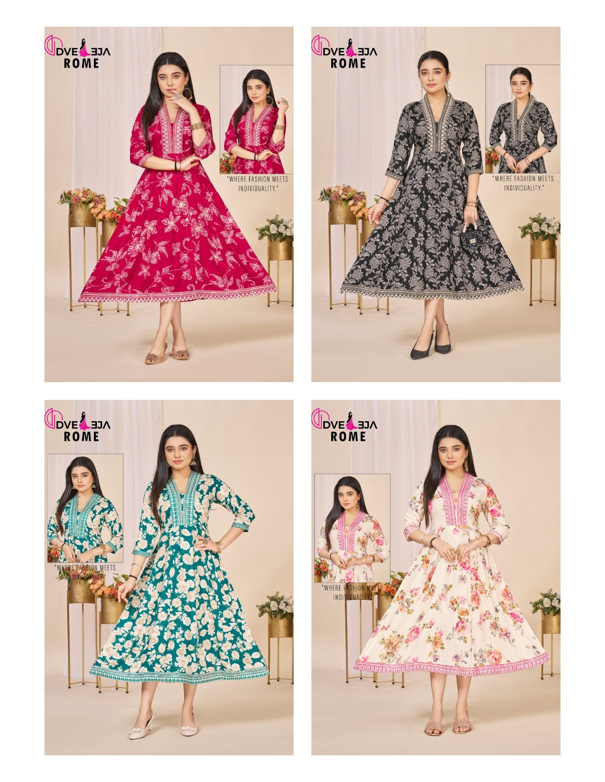 Rome Series Dveeja Fashion Reyon Anarkali Kurtis Manufacturer