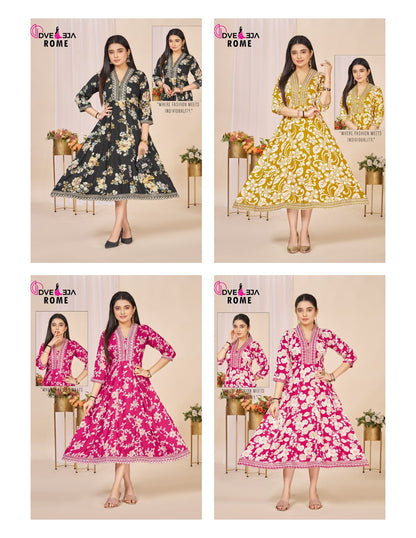 Rome Series Dveeja Fashion Reyon Anarkali Kurtis Manufacturer