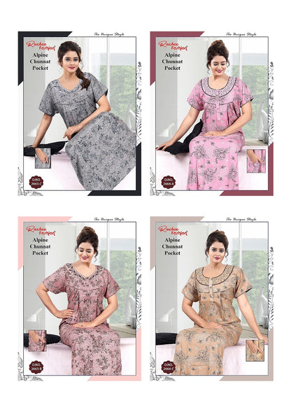 Alpine Chunnat Ruchee Fashion Night Gowns Manufacturer India