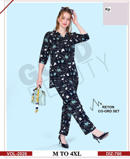 Vol 2026 Kp Reyon Co Ord Set Wholesaler