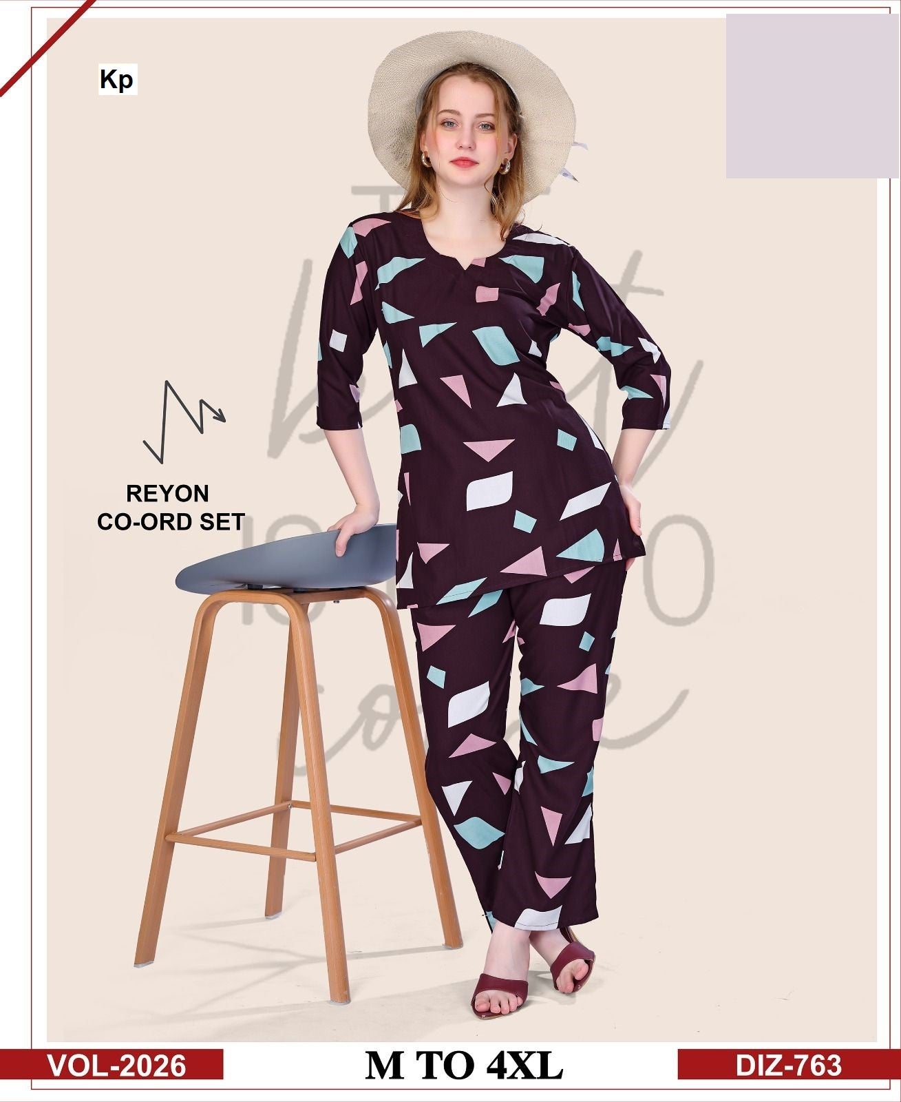 Vol 2026 Kp Reyon Co Ord Set Wholesaler