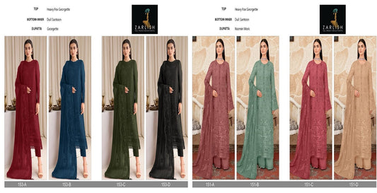151 And 153 Zarlish Fox Georgette Pakistani Salwar Suits