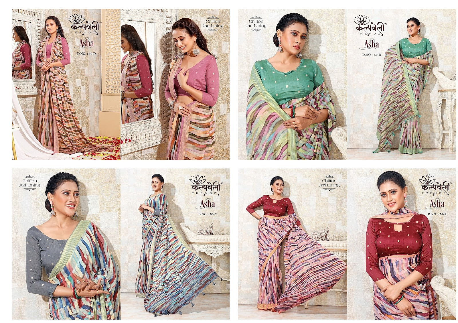 Asha 50 Kalpveli Chiffon Sarees