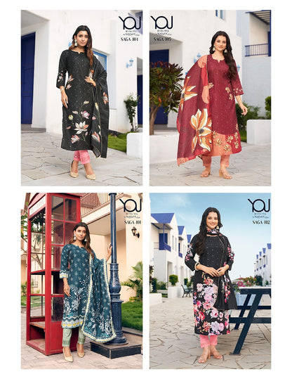 Saga 101-105 You Muslin Readymade Pant Style Suits