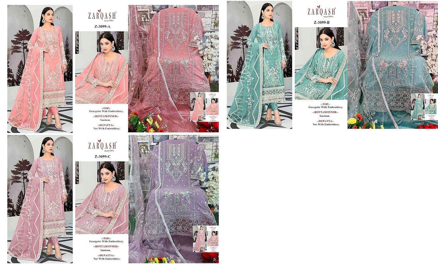 3099 Zarqash Georgette Pakistani Salwar Suits