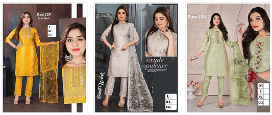 512-524-529 Kh Chanderi Readymade Pant Style Suits