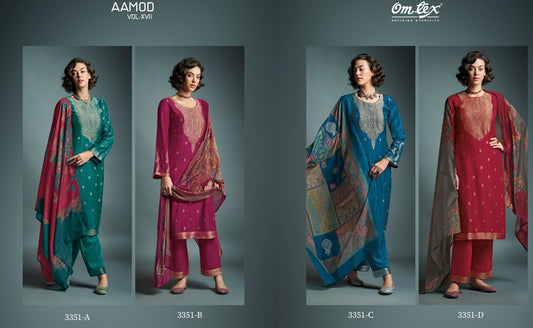 Aamod Vol Xvii Omtex Muslin Pant Style Suits