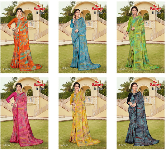 Florin Saumya J Fox Georgette Sarees