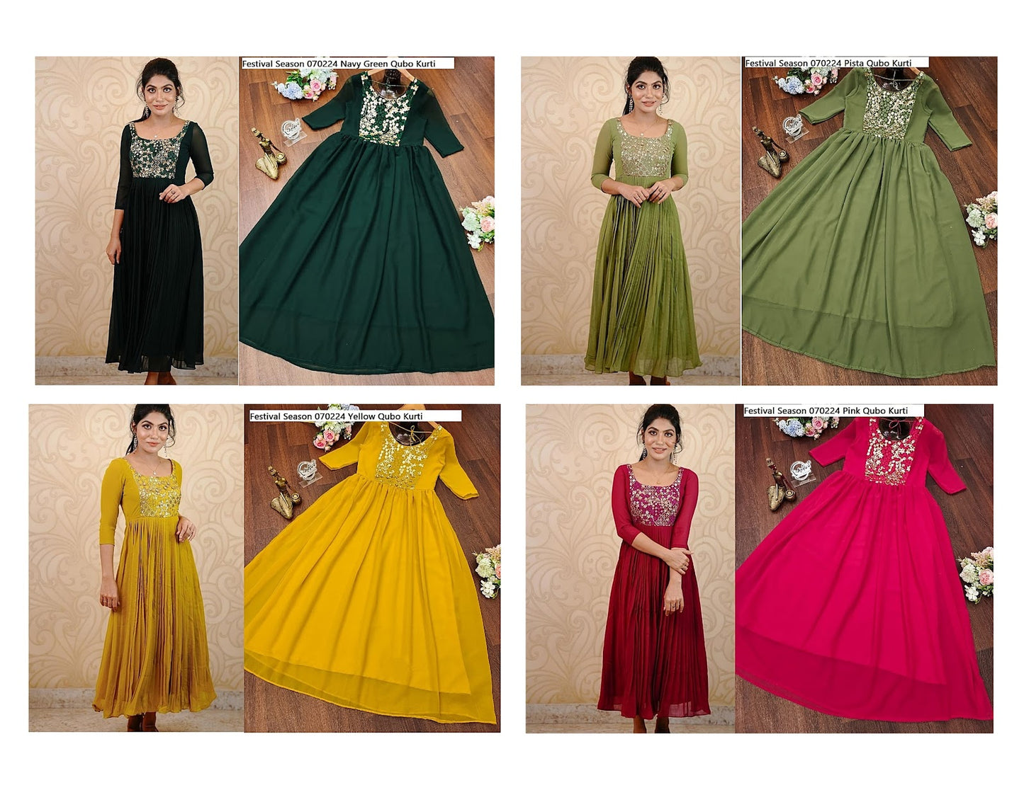 Multi Color-0802 Qubo Fox Georgette One Piece