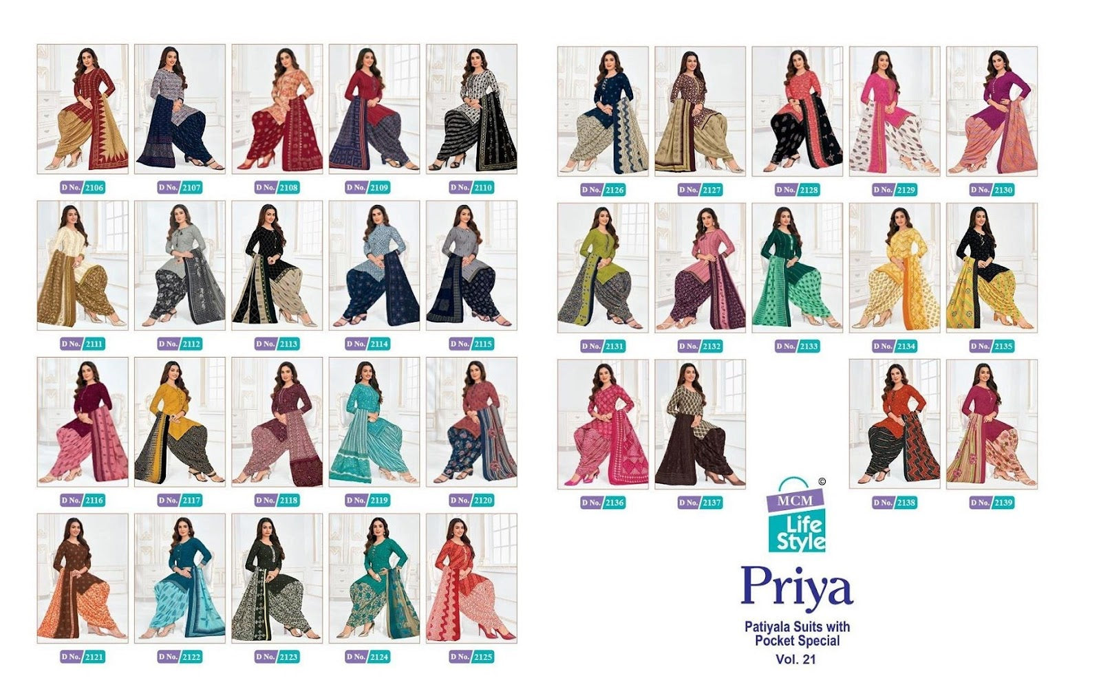 Priya Vol 21 Mcm Lifestyle Readymade Cotton Patiyala Suits
