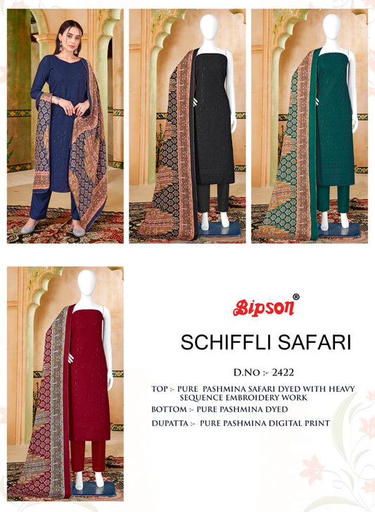 Schiffli Safari-2422 Bipson Prints Pashmina Suits