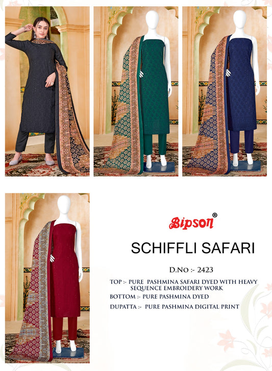 Schiffli Safari-2423 Bipson Prints Pashmina Suits