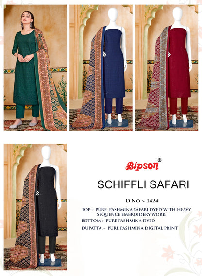 Schiffli Safari-2424 Bipson Prints Pashmina Suits