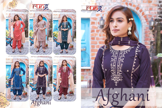 1001 To 1006 Rung Silk Afghani Readymade Suit