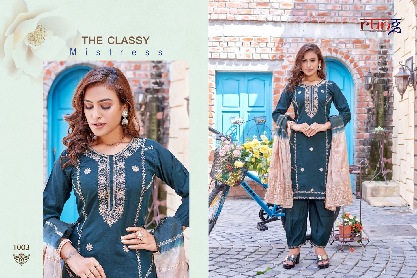 1001 To 1006 Rung Silk Afghani Readymade Suit